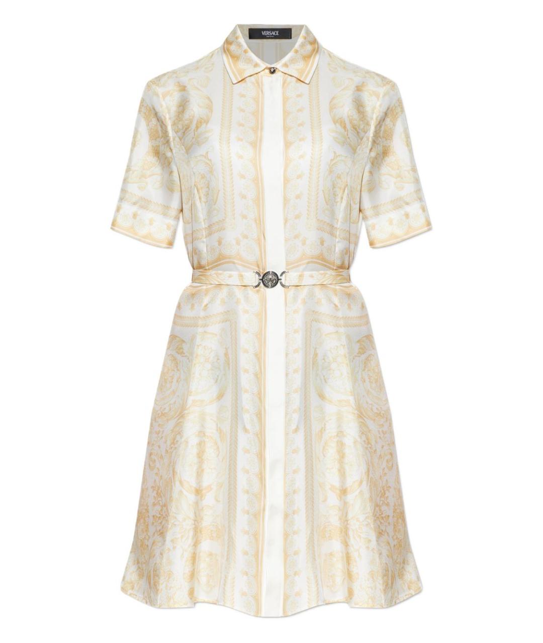 VERSACE Золотое шелковое повседневное платье, фото 1