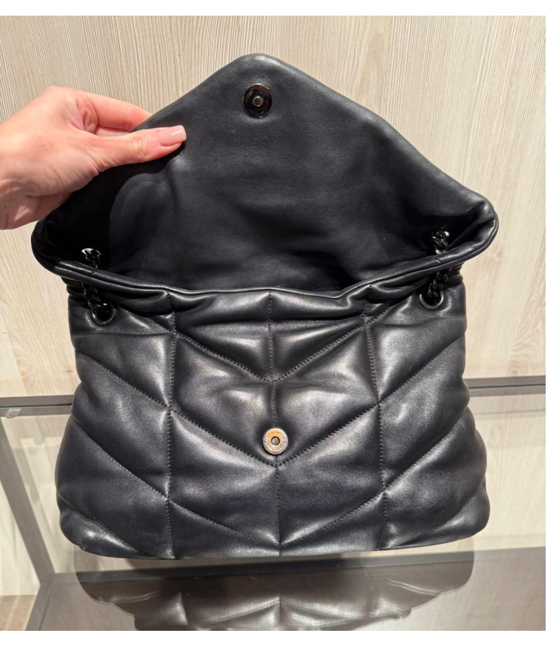 SAINT LAURENT Черная кожаная сумка через плечо, фото 7