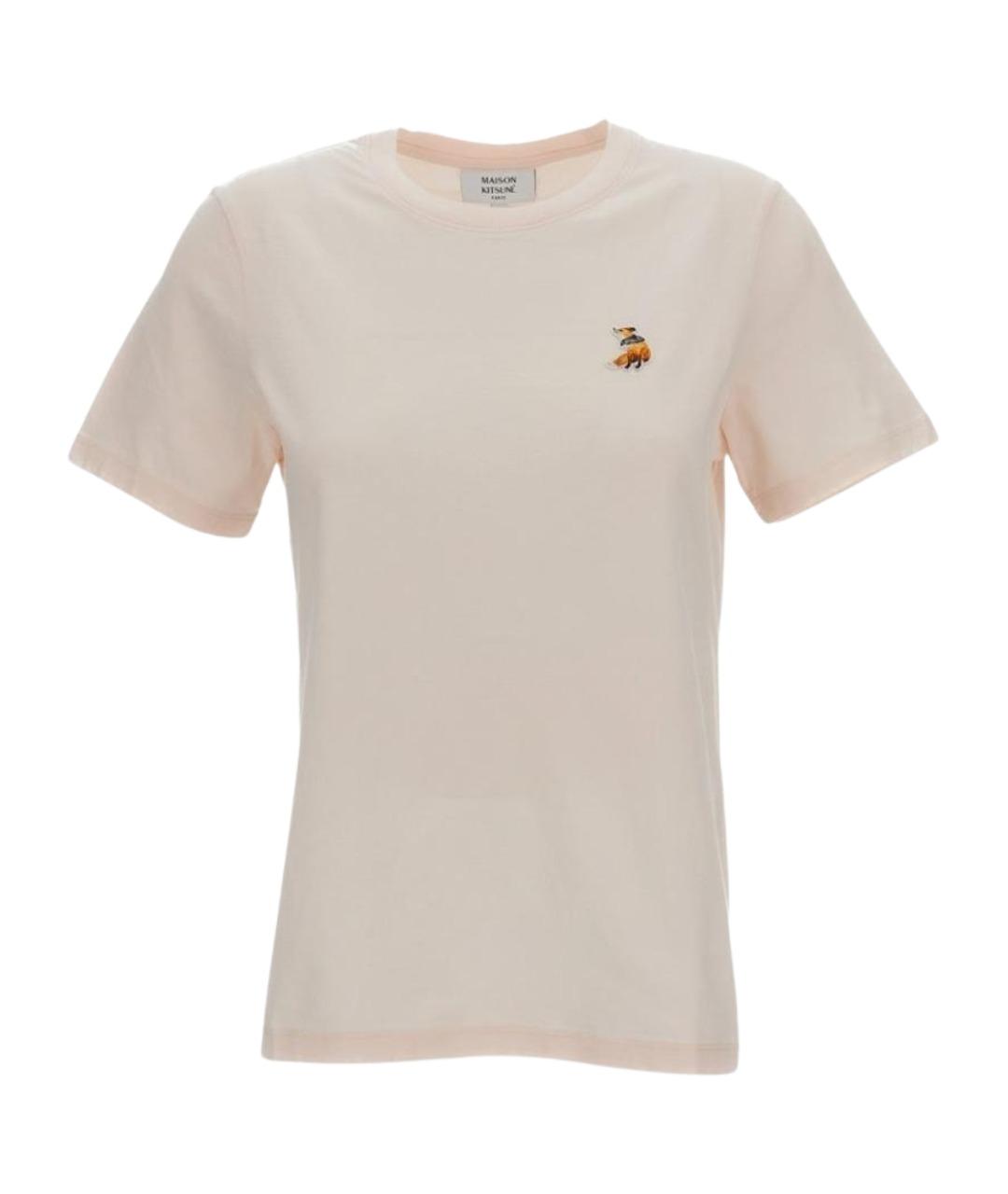 MAISON KITSUNE Розовая хлопковая футболка, фото 1