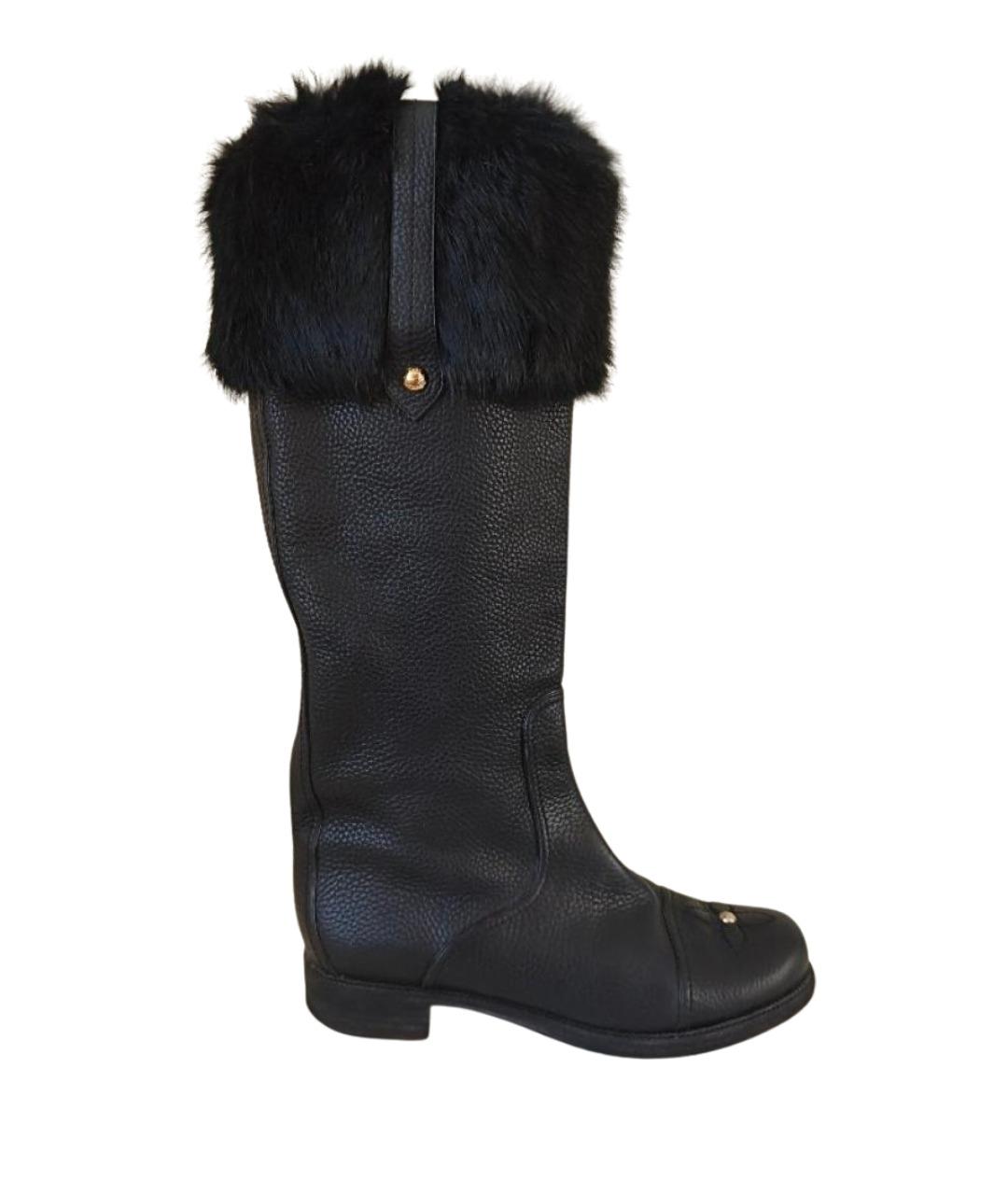 LOUIS VUITTON Черные кожаные сапоги, фото 1