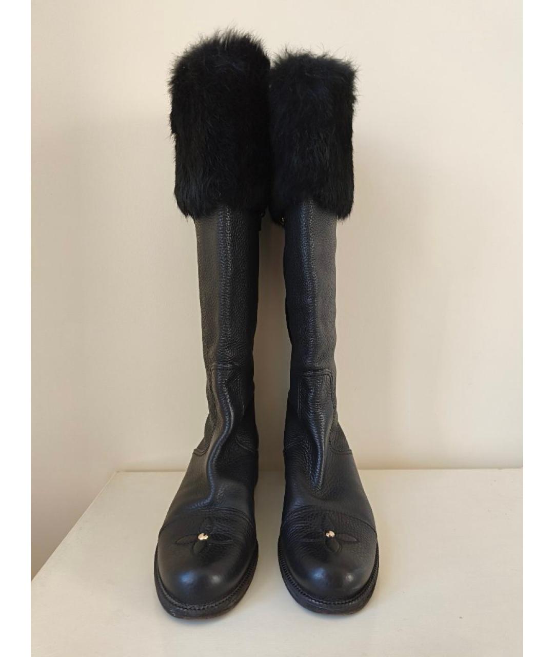 LOUIS VUITTON Черные кожаные сапоги, фото 2