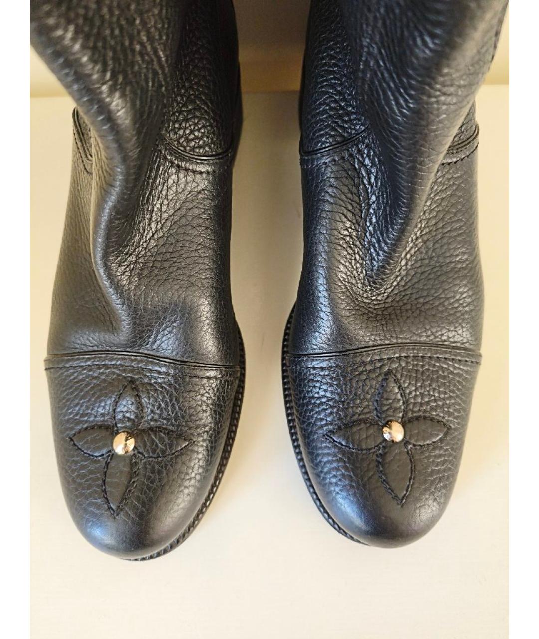 LOUIS VUITTON Черные кожаные сапоги, фото 3