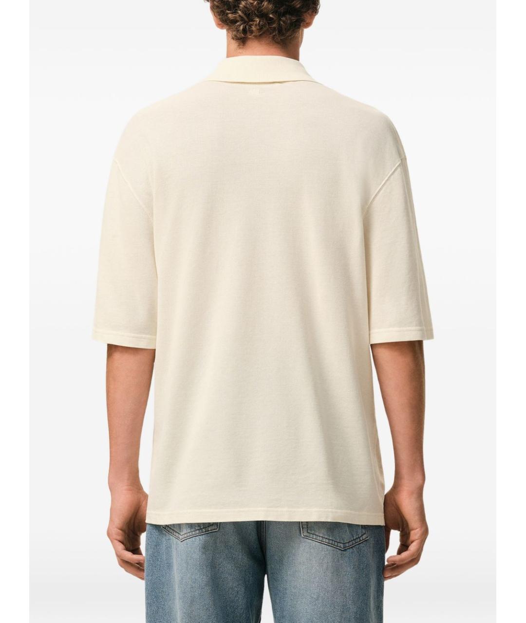 Ami Paris Бежевое хлопковое поло с коротким рукавом, фото 4