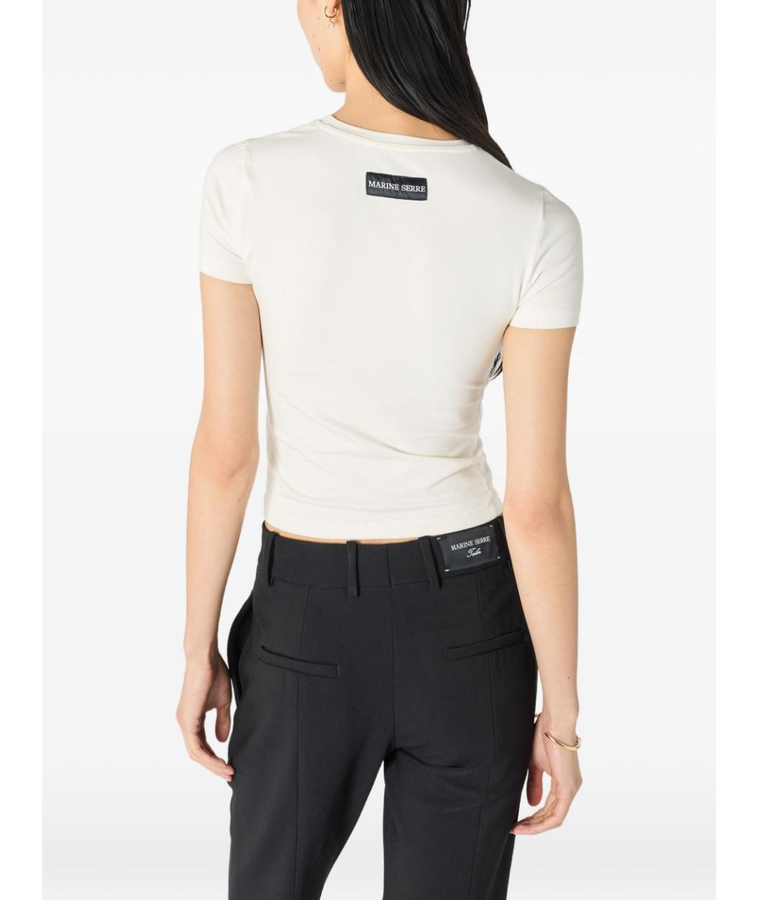 MARINE SERRE Белая хлопковая футболка, фото 4