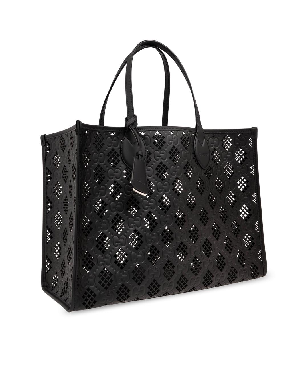 GUCCI Черная кожаная сумка тоут, фото 2