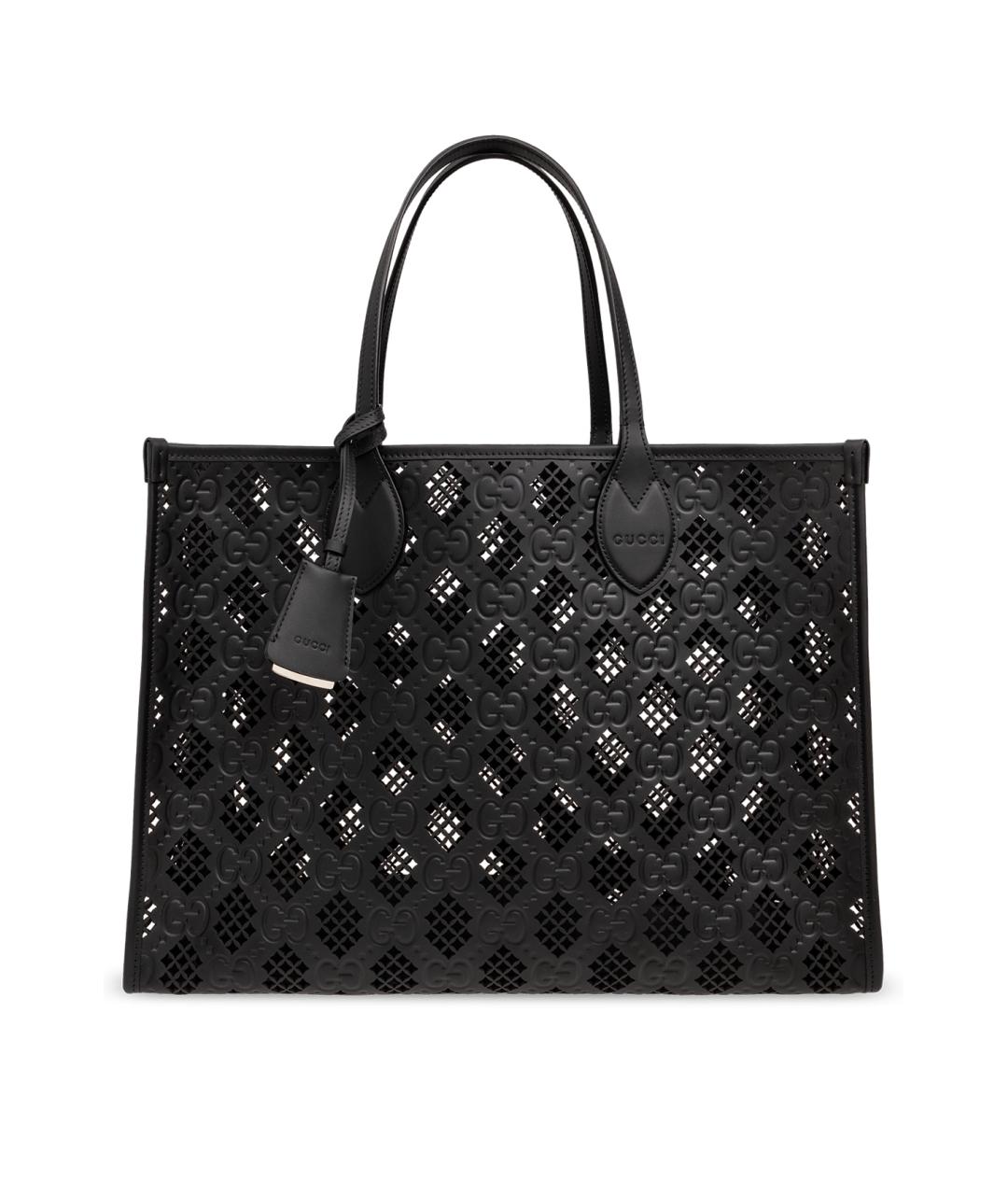 GUCCI Черная кожаная сумка тоут, фото 7