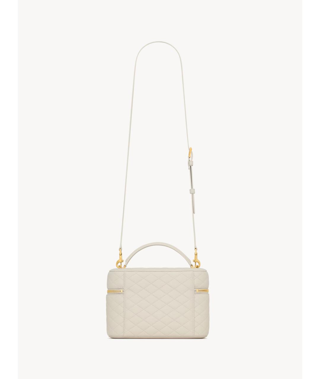 SAINT LAURENT Белая кожаная сумка через плечо, фото 3