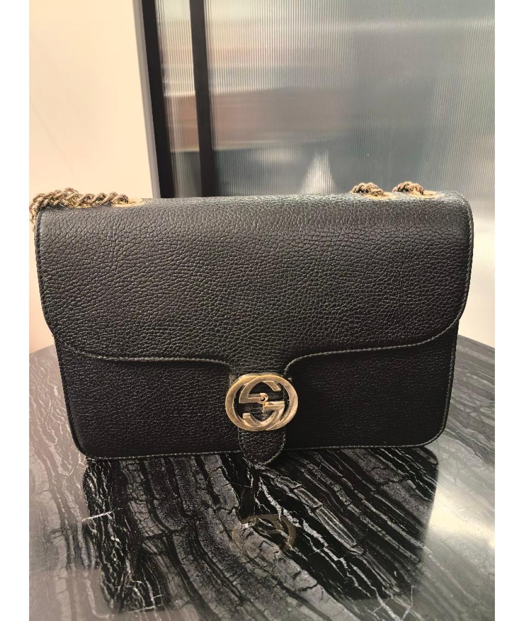 GUCCI Черная кожаная сумка через плечо, фото 5