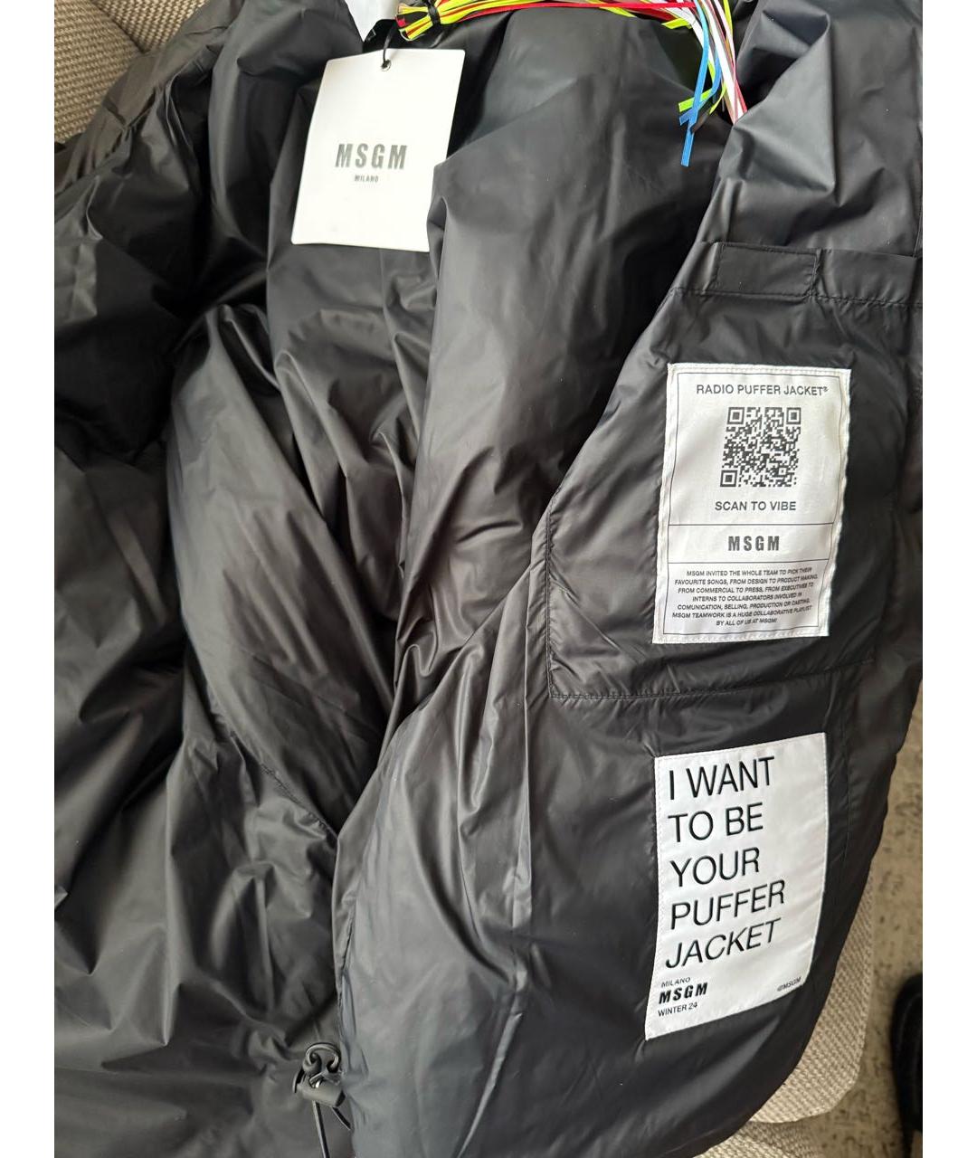 MSGM Черный полиэстеровый пуховик, фото 6