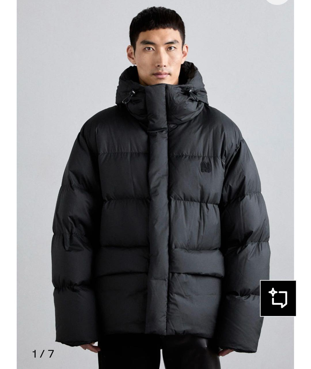 MSGM Черный полиэстеровый пуховик, фото 8