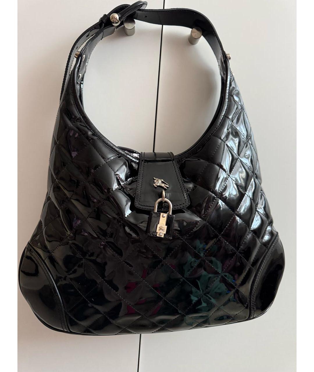 BURBERRY Черная сумка через плечо из лакированной кожи, фото 9