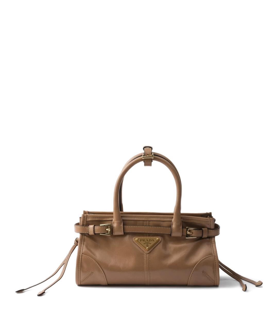PRADA Бежевая кожаная сумка с короткими ручками, фото 1