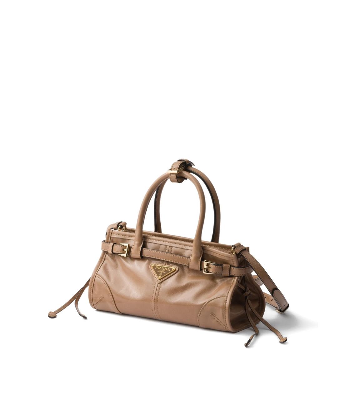 PRADA Бежевая кожаная сумка с короткими ручками, фото 3