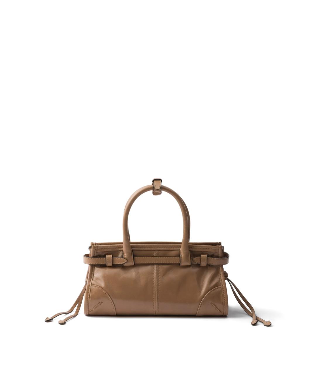 PRADA Бежевая кожаная сумка с короткими ручками, фото 2