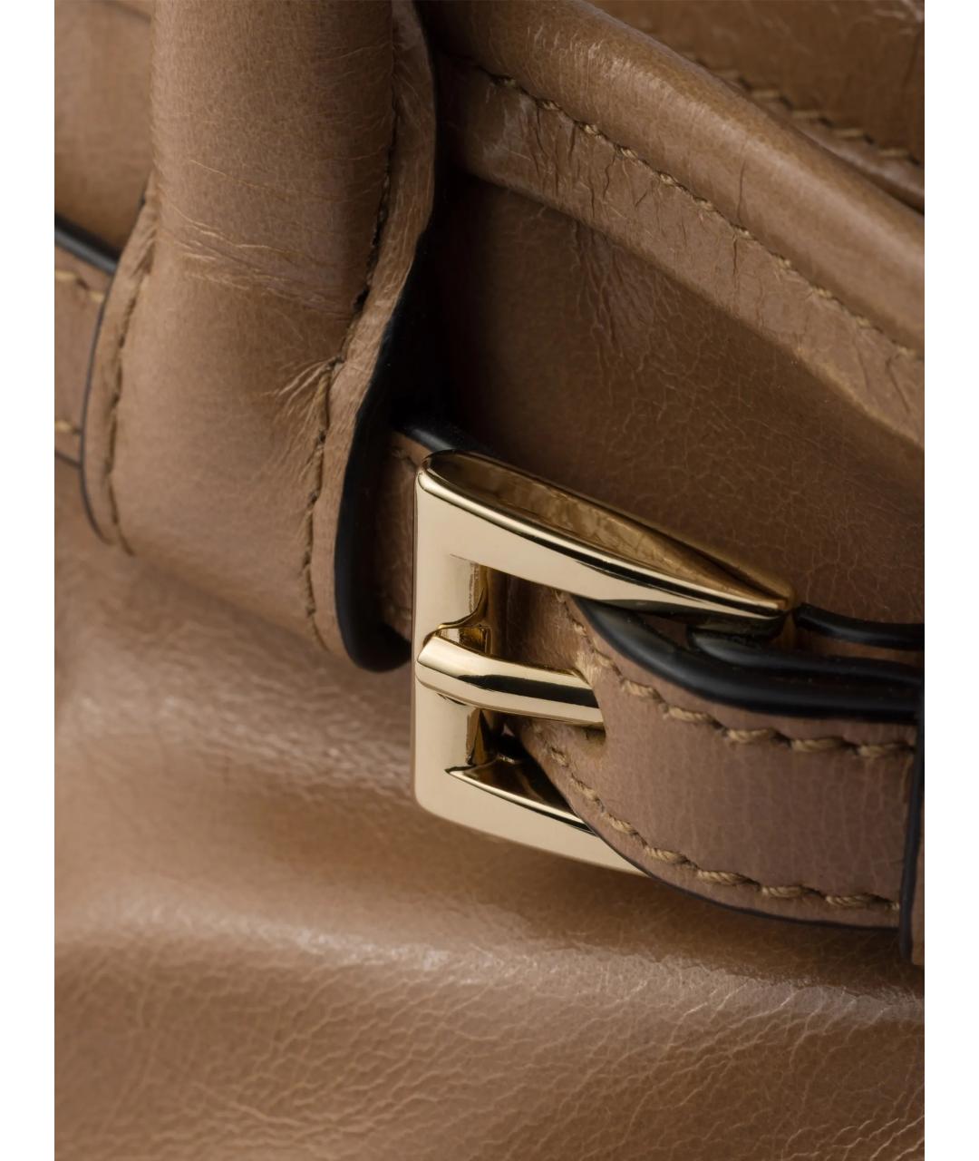 PRADA Бежевая кожаная сумка с короткими ручками, фото 4