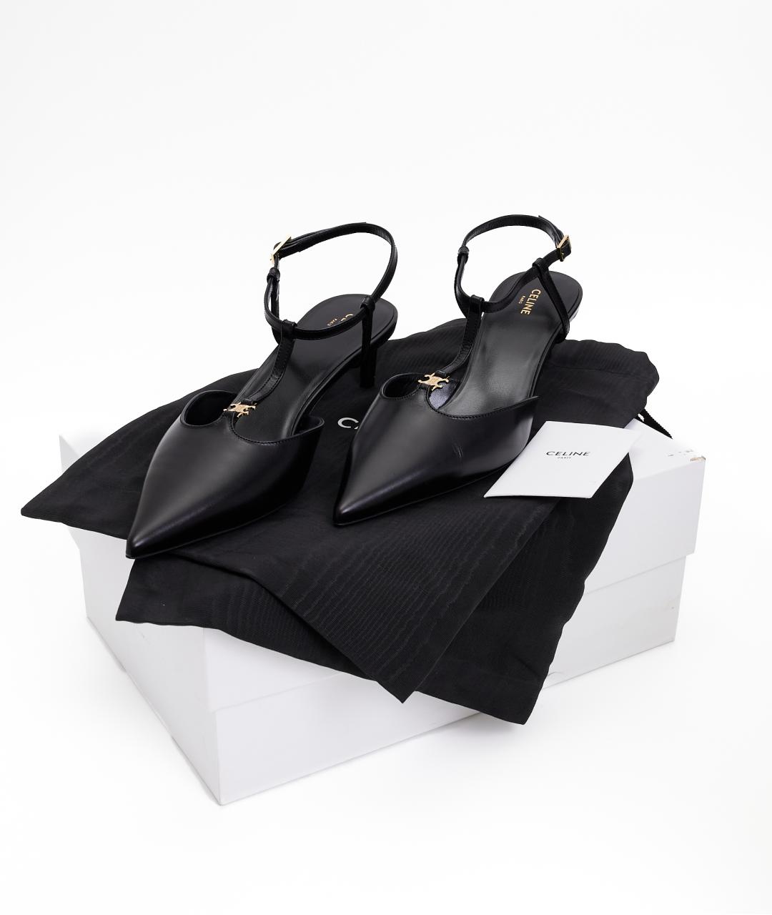 CELINE Черные кожаные туфли, фото 6