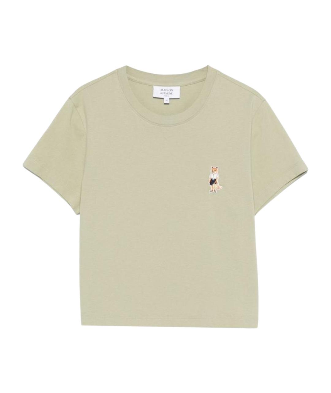 MAISON KITSUNE Зеленая хлопковая футболка, фото 1