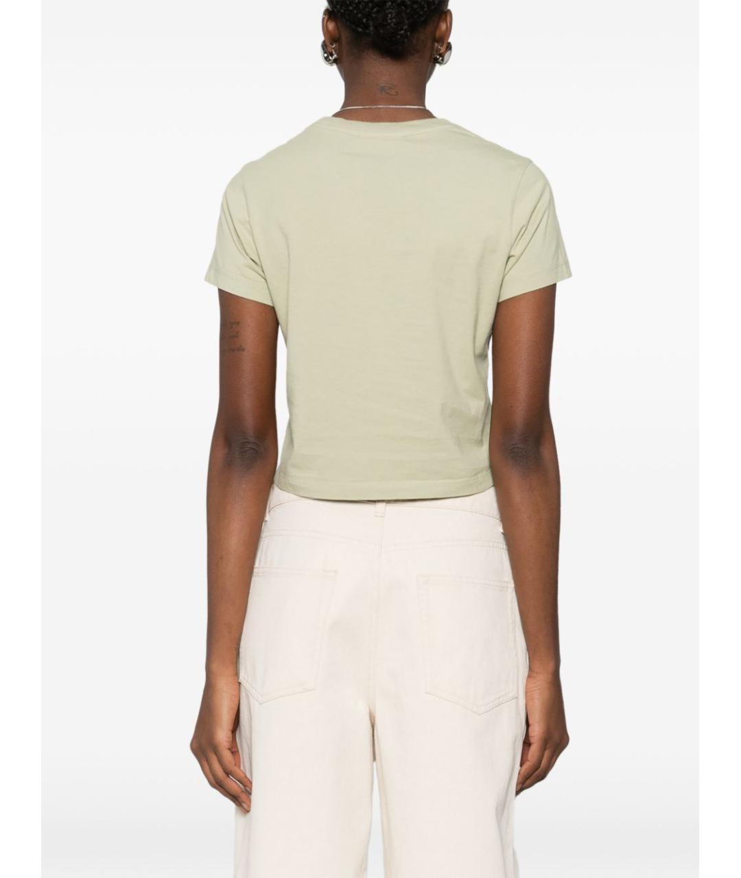 MAISON KITSUNE Зеленая хлопковая футболка, фото 4