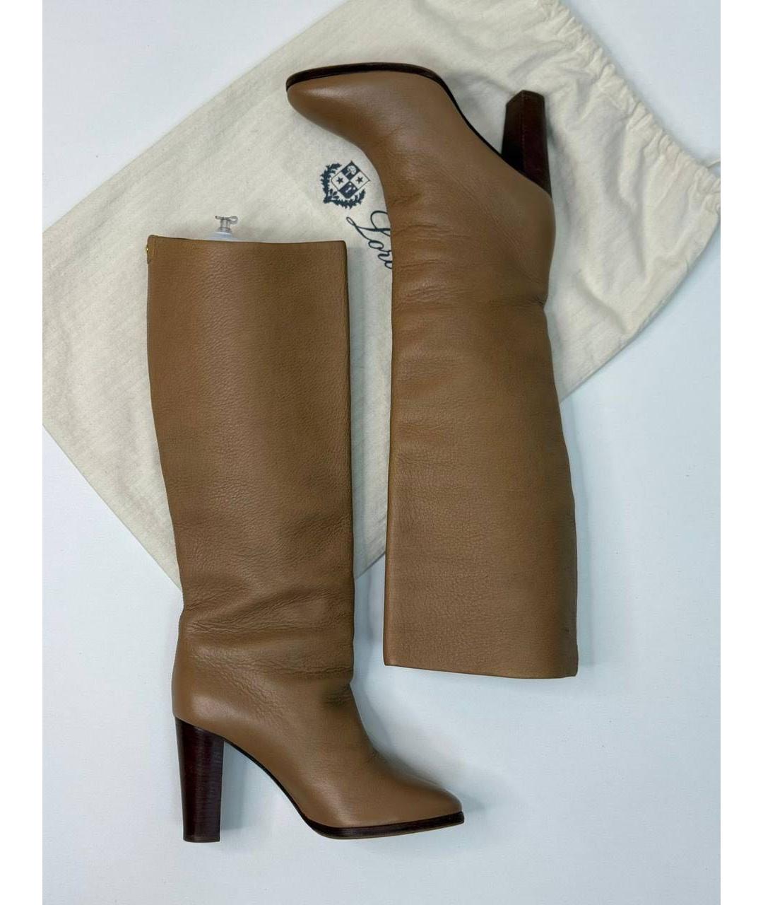 LORO PIANA Коричневые кожаные сапоги, фото 4