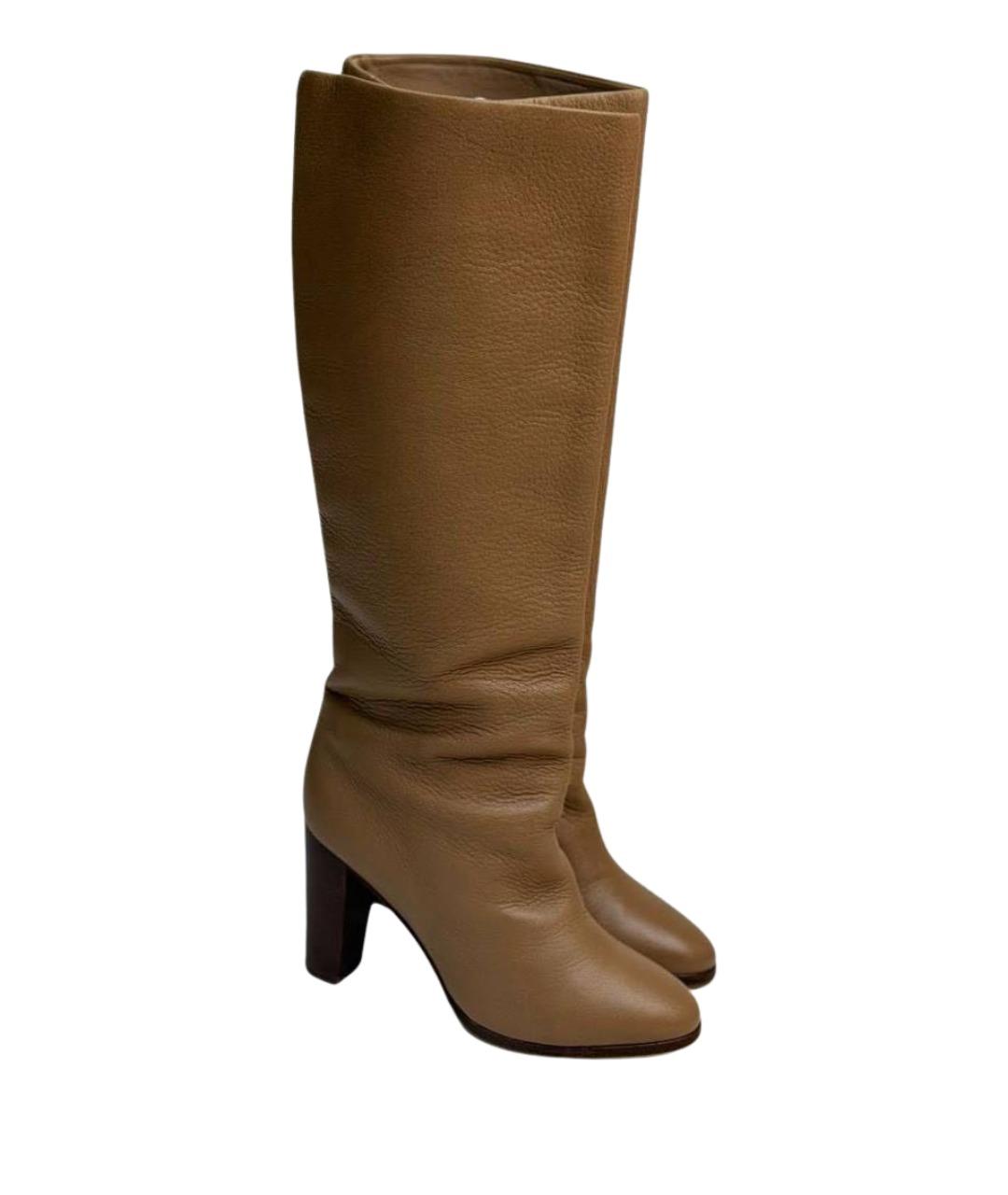 LORO PIANA Коричневые кожаные сапоги, фото 1