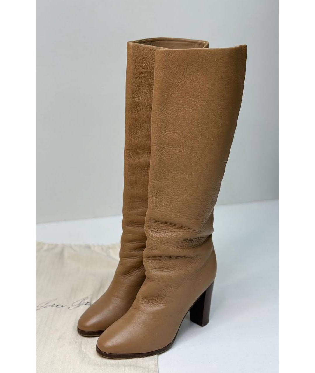 LORO PIANA Коричневые кожаные сапоги, фото 2