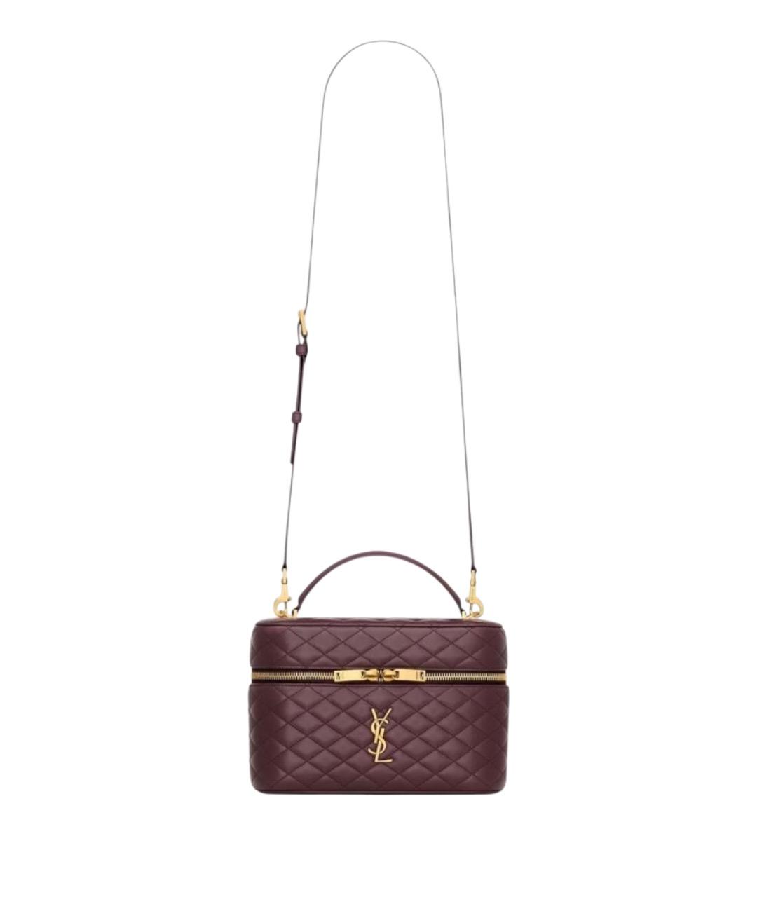 SAINT LAURENT Бордовая кожаная сумка через плечо, фото 1