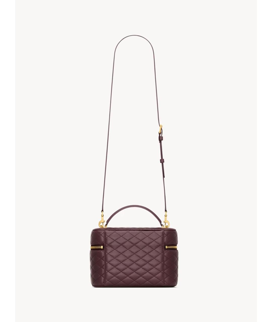 SAINT LAURENT Бордовая кожаная сумка через плечо, фото 3