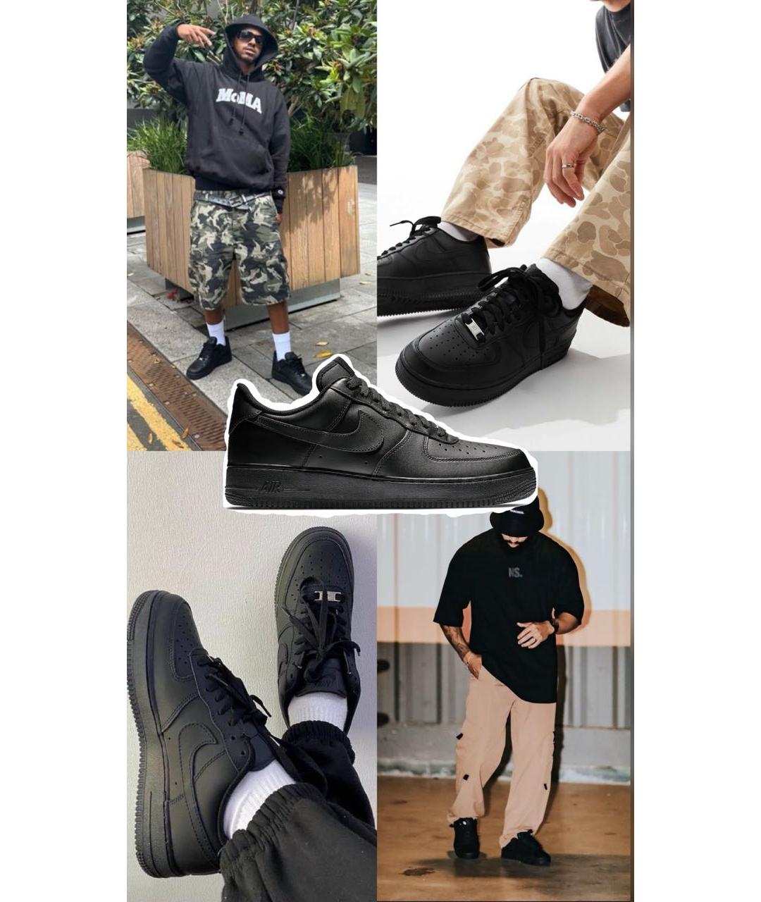 NIKE Черные кожаные низкие кроссовки / кеды, фото 8