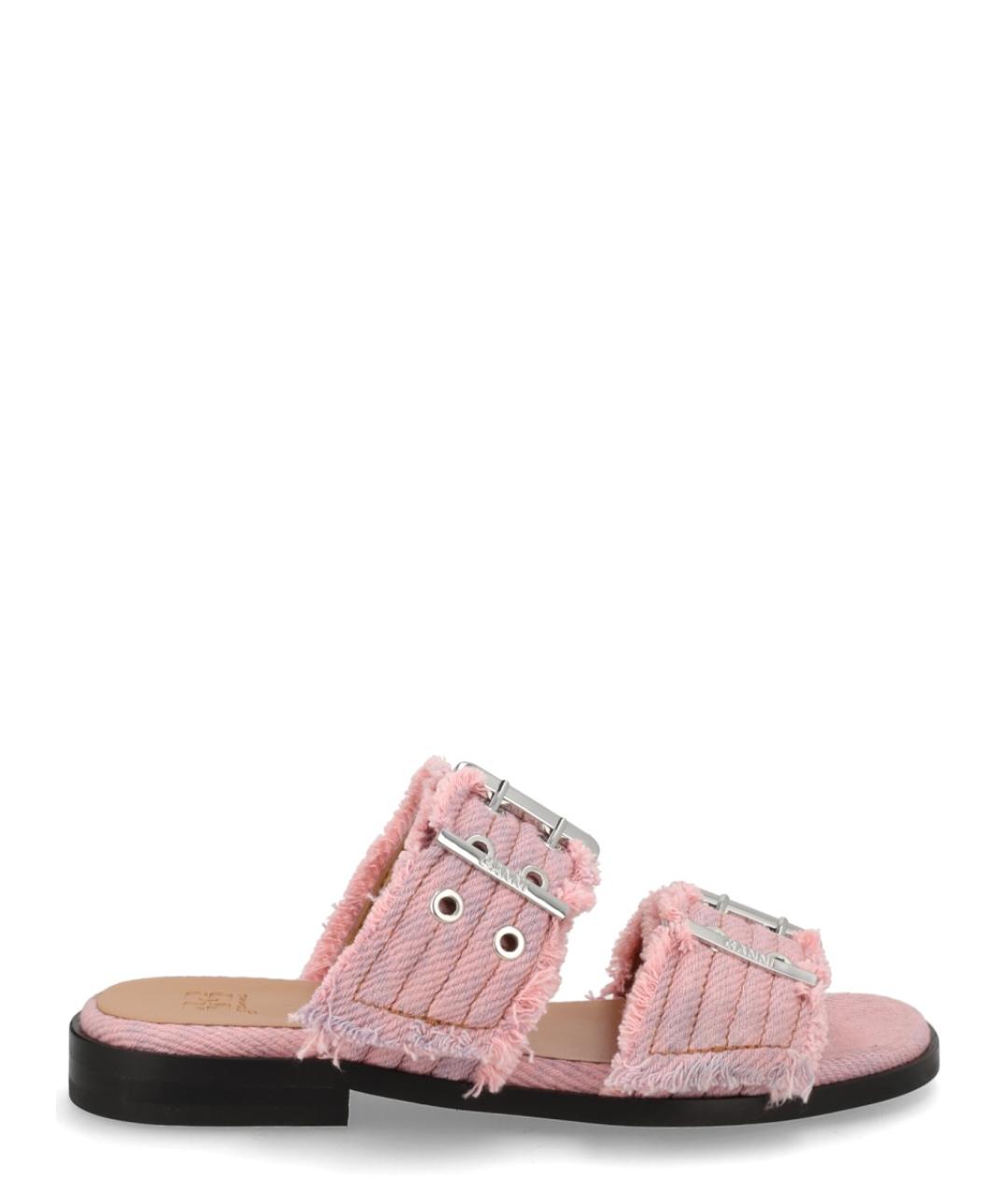 GANNI Розовые текстильные сандалии, фото 1