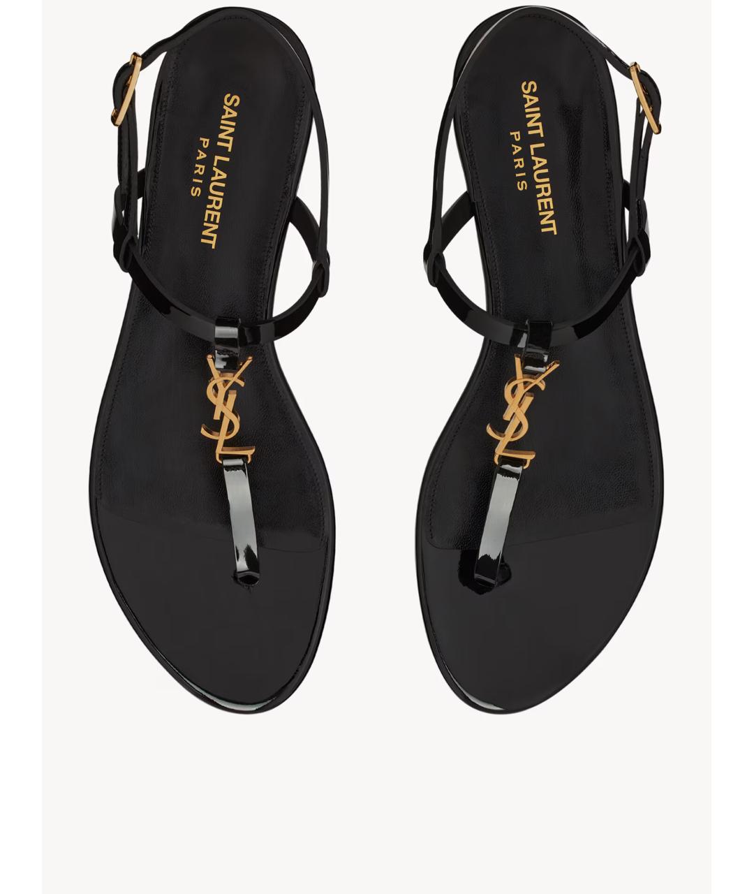 SAINT LAURENT Черные кожаные сандалии, фото 2