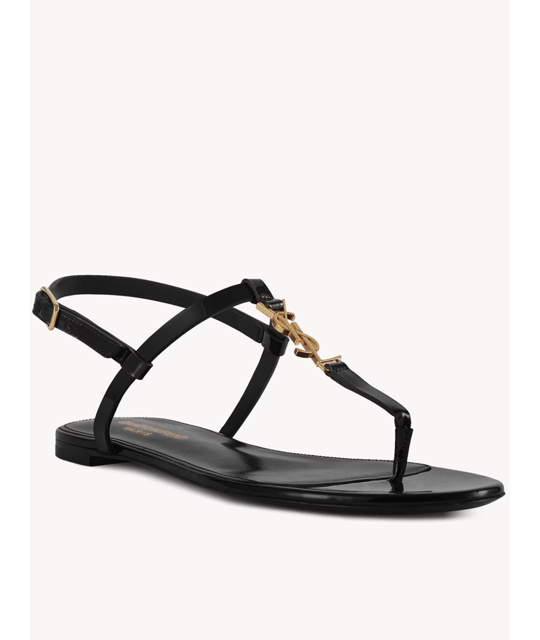 SAINT LAURENT Черные кожаные сандалии, фото 3