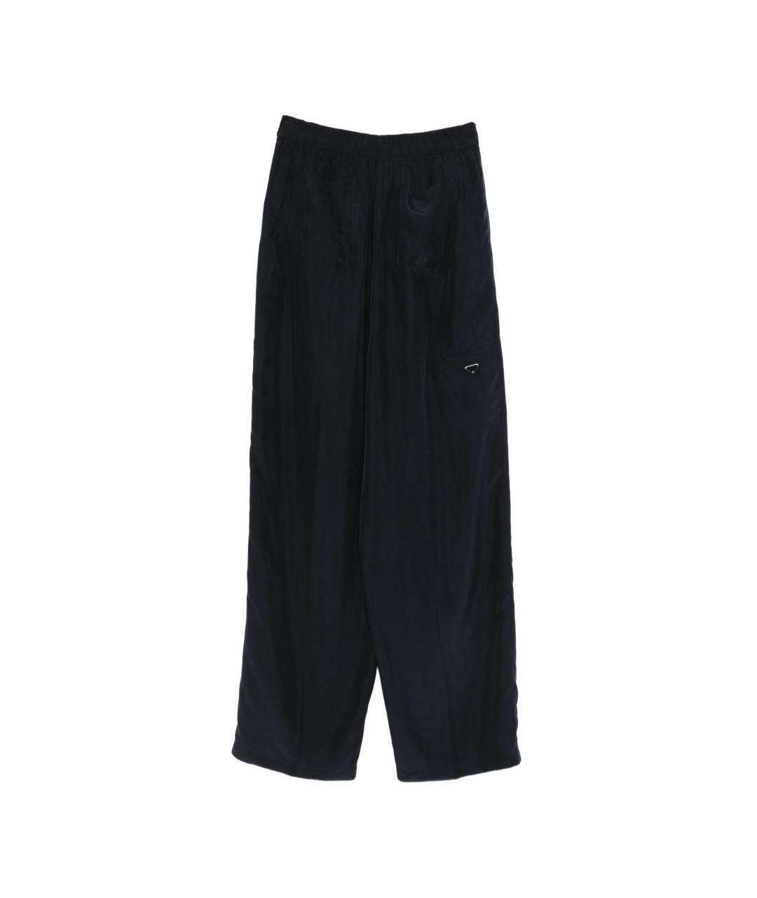 PRADA Синие шелковые прямые брюки, фото 4