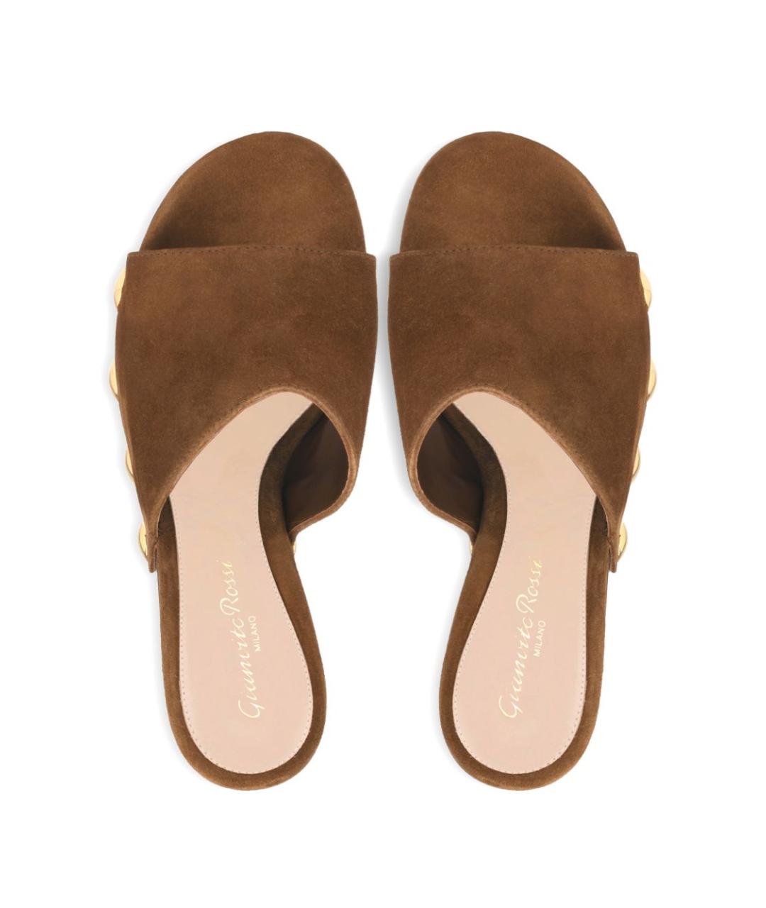 GIANVITO ROSSI Коричневые замшевые сабо, фото 2