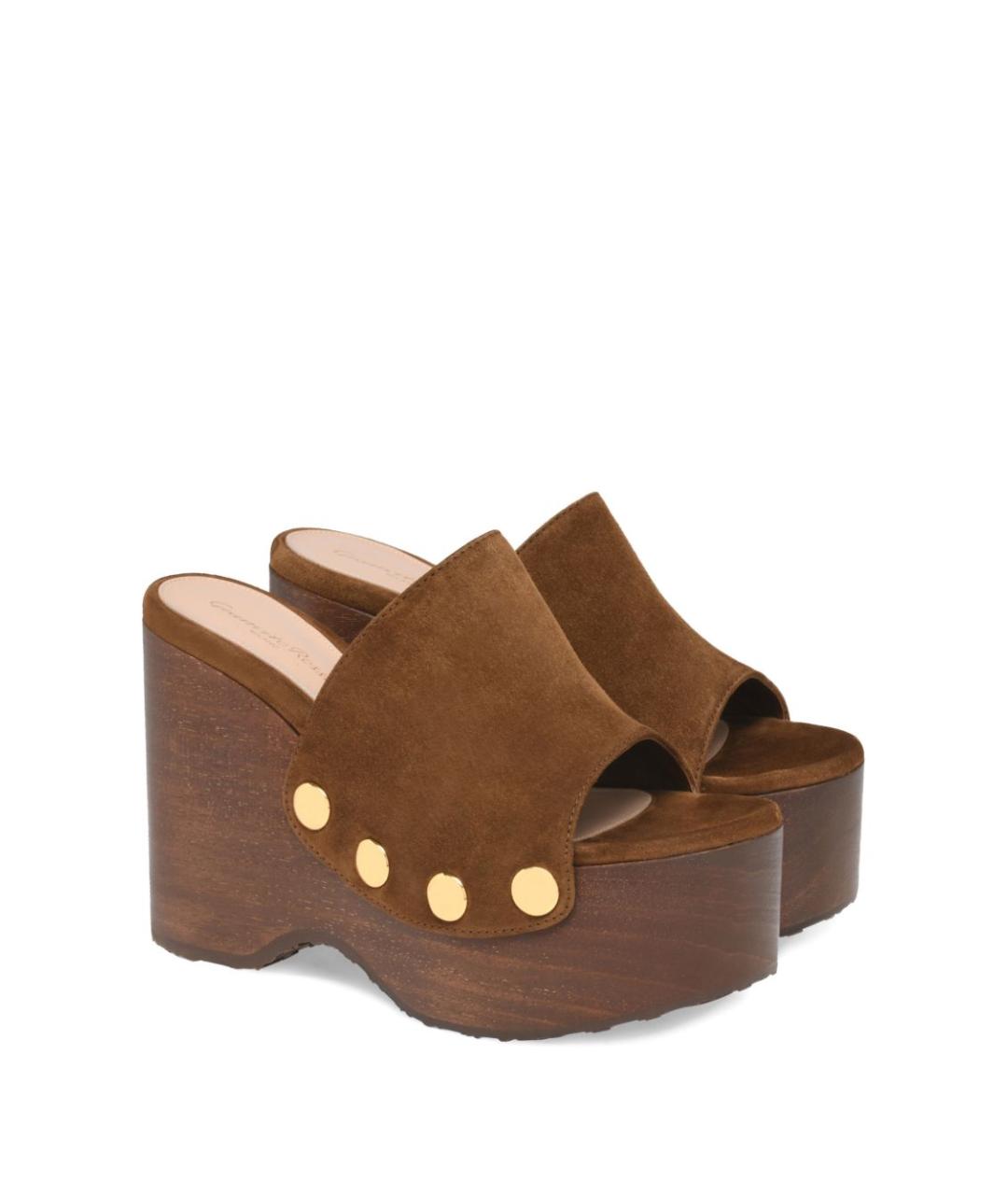 GIANVITO ROSSI Коричневые замшевые сабо, фото 3