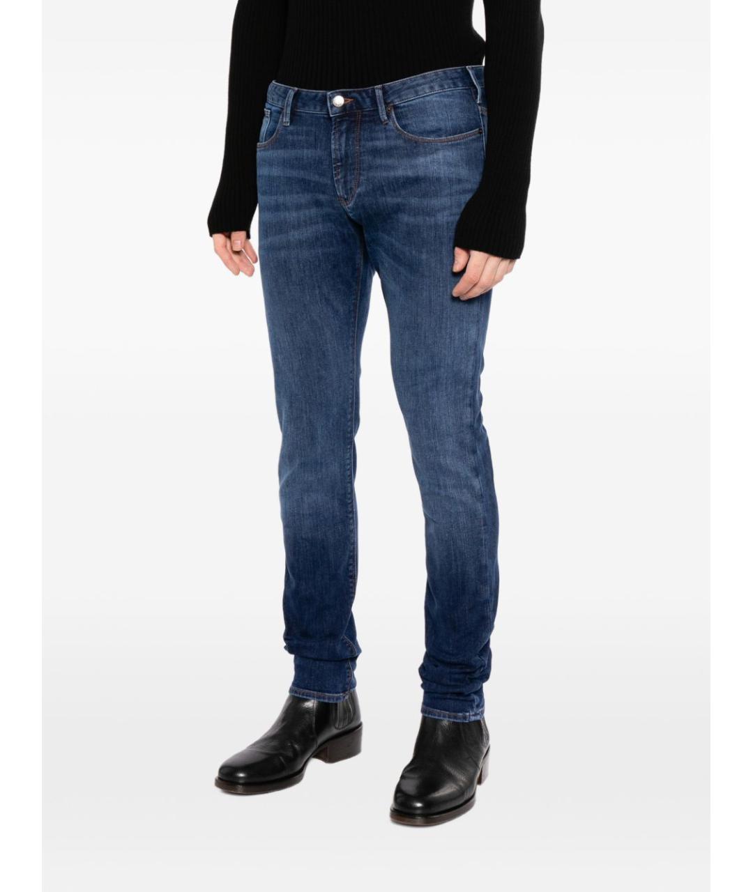 EMPORIO ARMANI Синие хлопко-эластановые джинсы скинни, фото 2