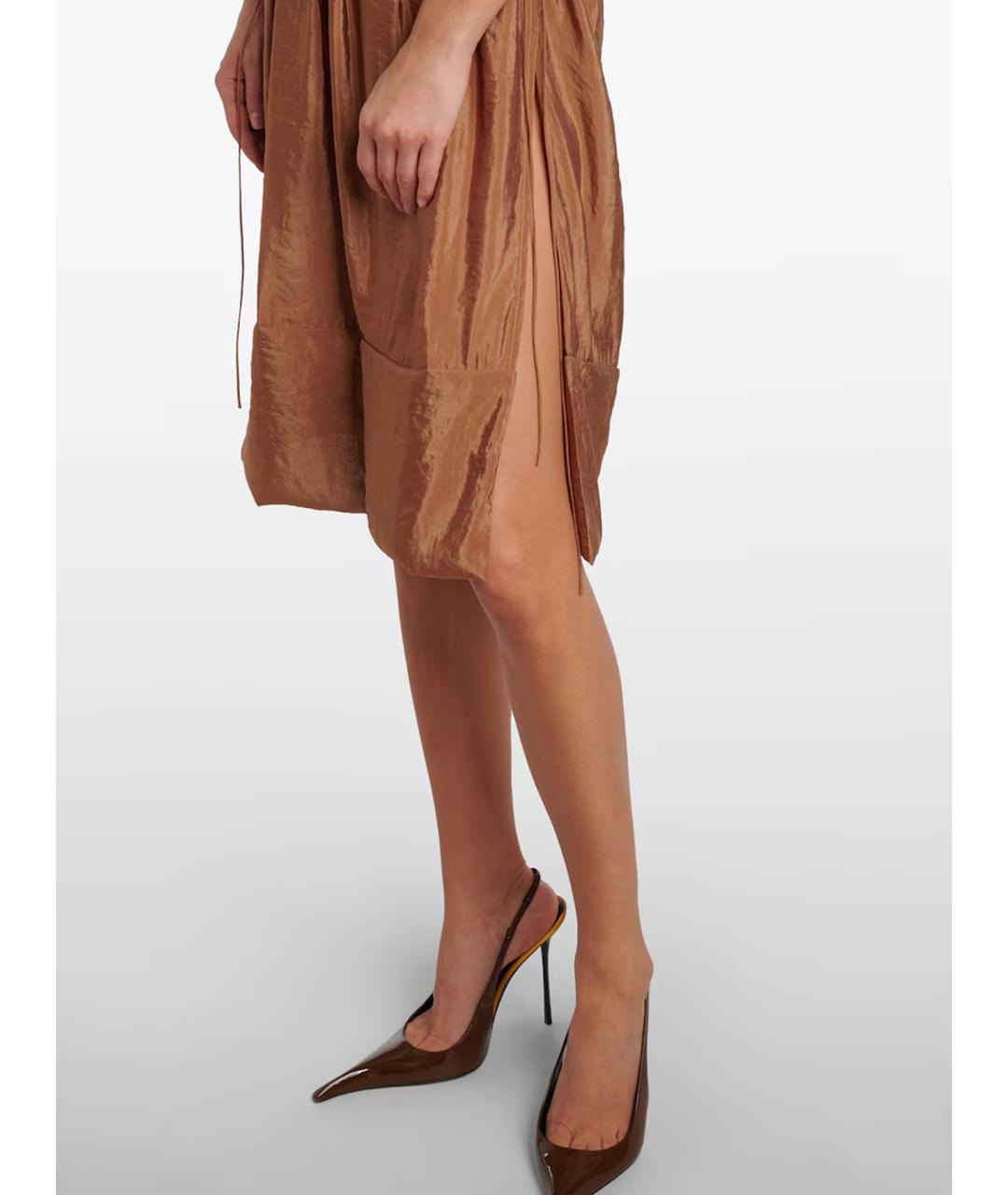 SAINT LAURENT Бежевое полиэстеровое повседневное платье, фото 4