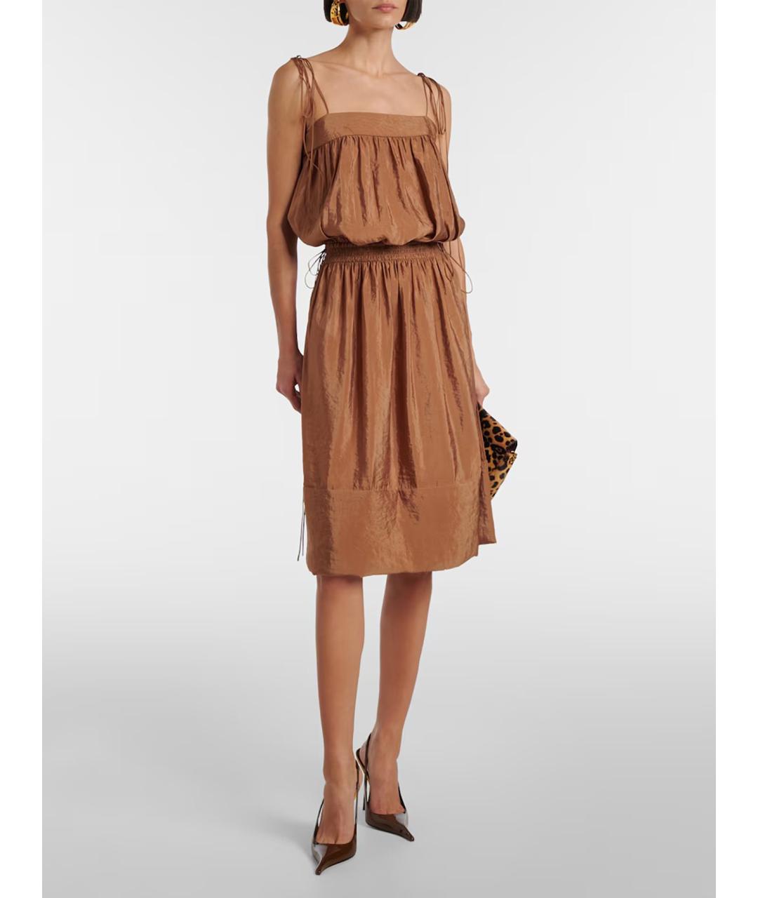 SAINT LAURENT Бежевое полиэстеровое повседневное платье, фото 2