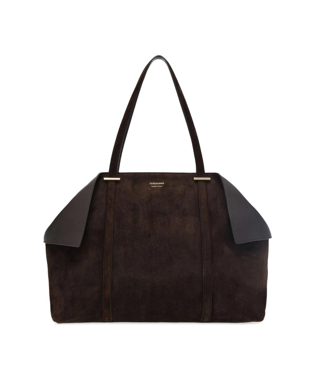 FERRAGAMO Коричневая кожаная сумка через плечо, фото 1