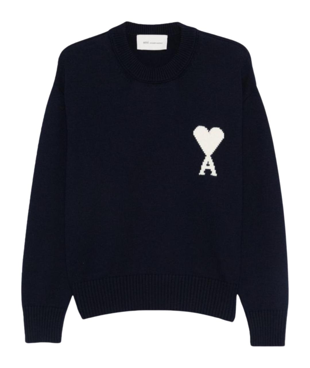 Ami Paris Темно-синий шерстяной джемпер / свитер, фото 1