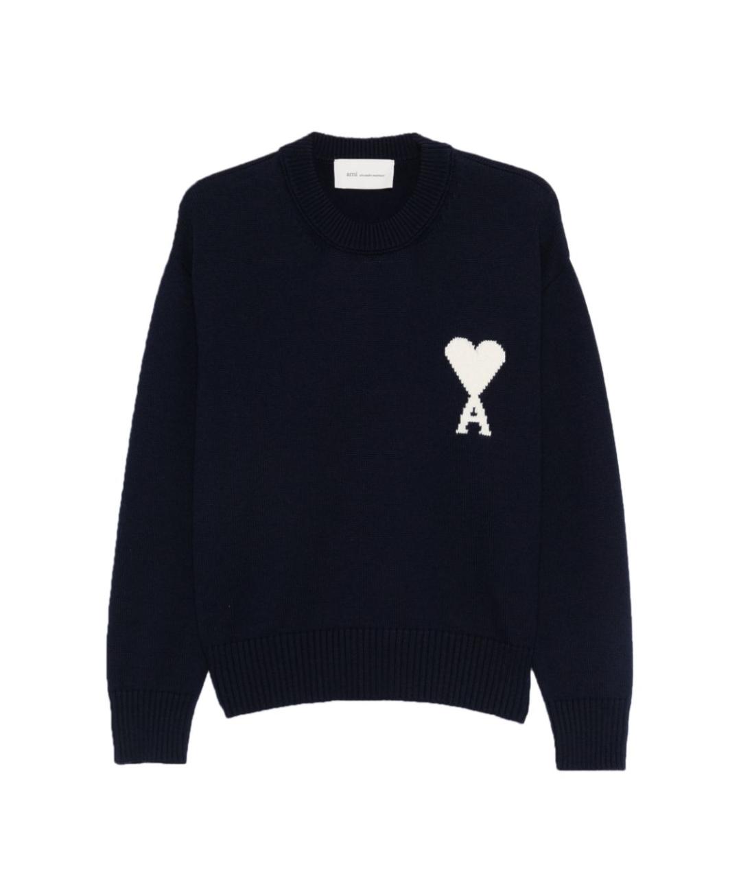 Ami Paris Темно-синий шерстяной джемпер / свитер, фото 4