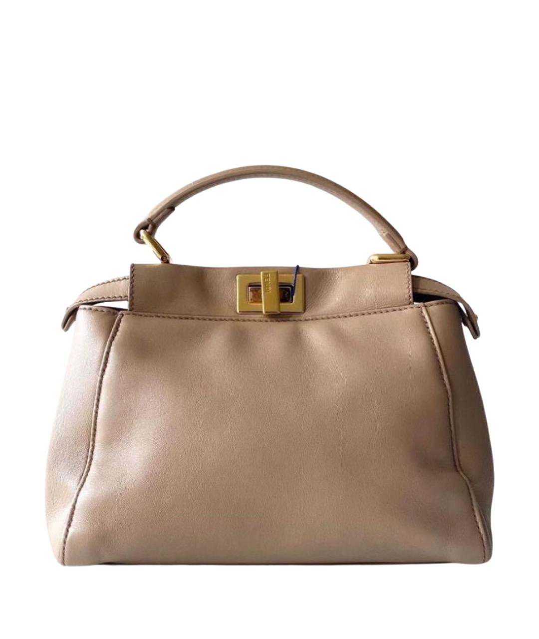 FENDI Бежевая кожаная сумка через плечо, фото 1