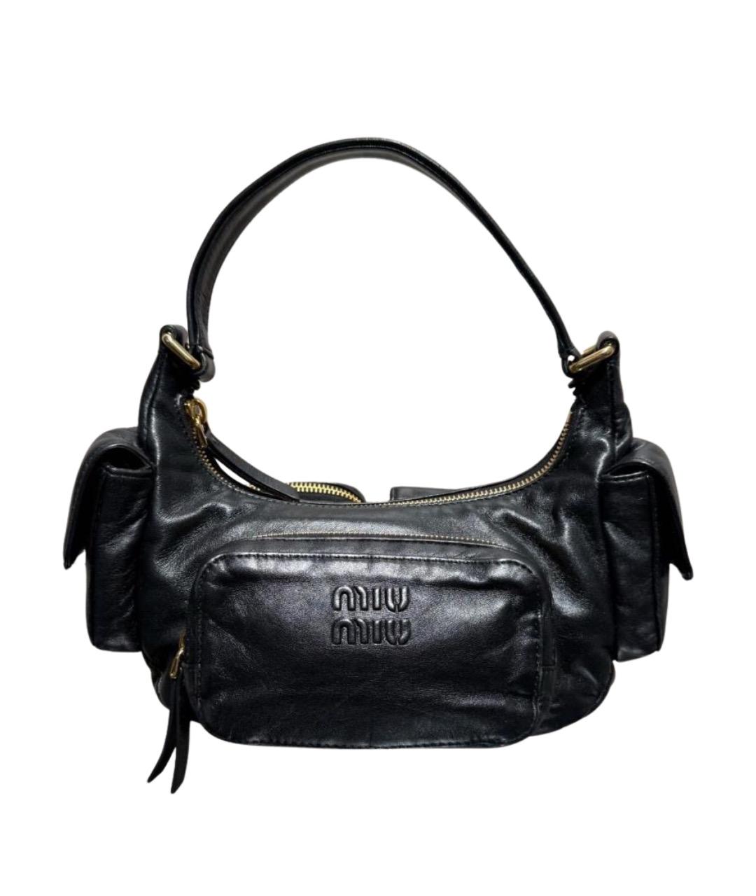 MIU MIU Черная кожаная сумка через плечо, фото 1