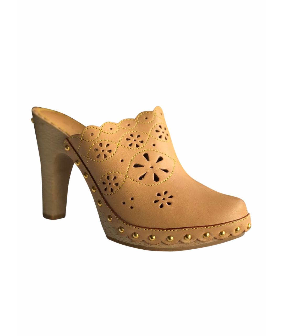 LOUIS VUITTON Бежевые кожаные сабо, фото 1