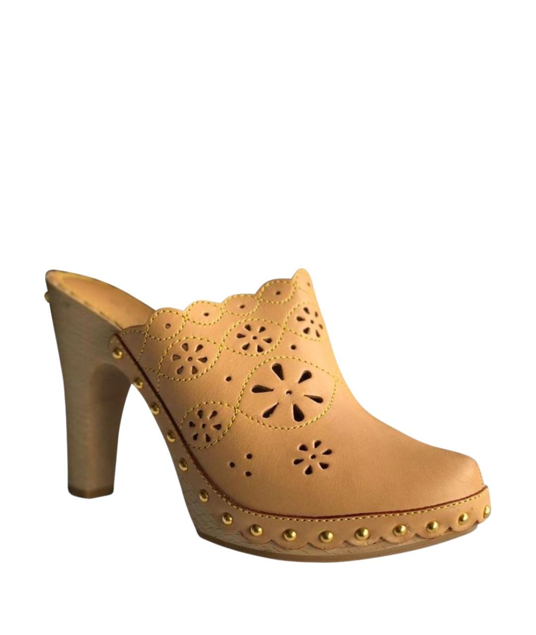 LOUIS VUITTON Бежевые кожаные сабо, фото 4