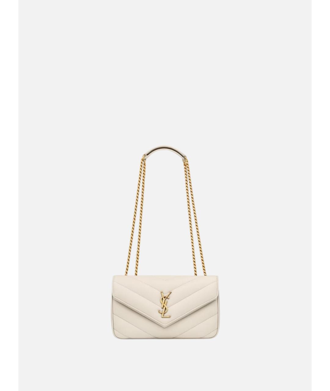 SAINT LAURENT Белая кожаная сумка через плечо, фото 4