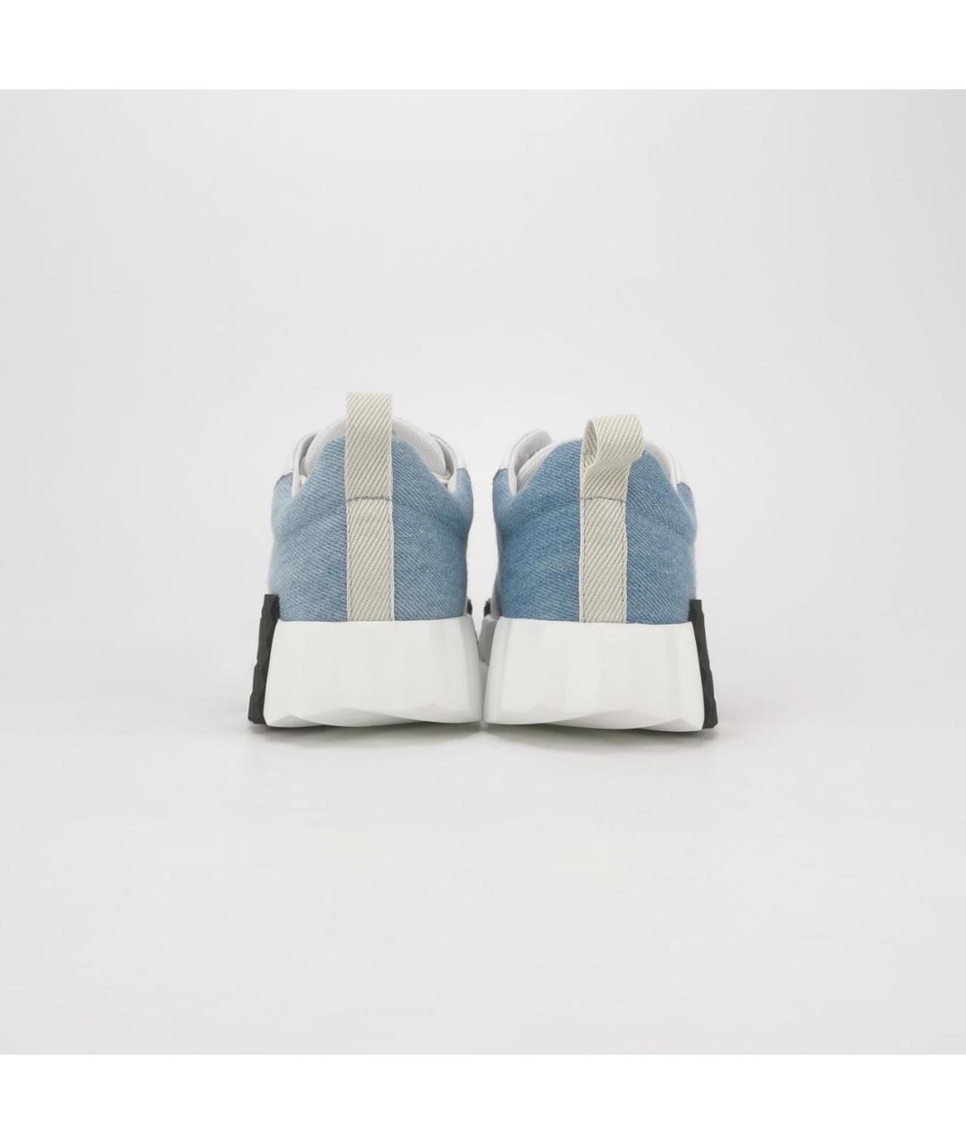 HERMES Голубые текстильные кроссовки, фото 4