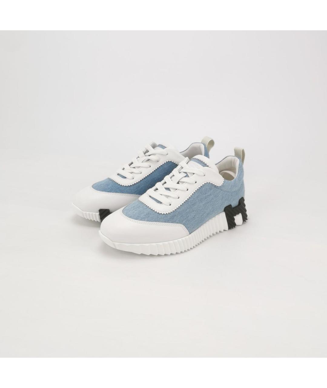 HERMES Голубые текстильные кроссовки, фото 2
