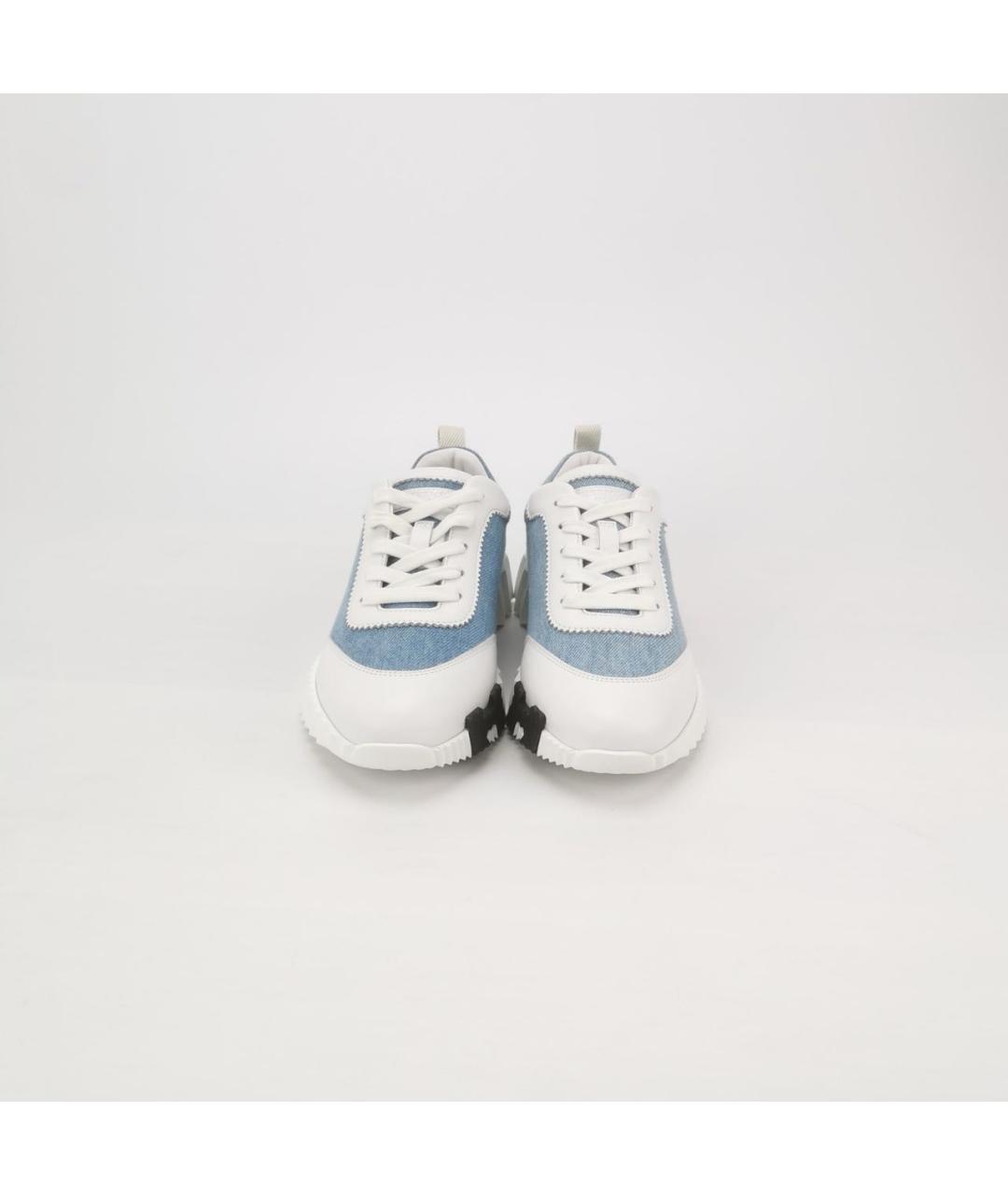 HERMES Голубые текстильные кроссовки, фото 3