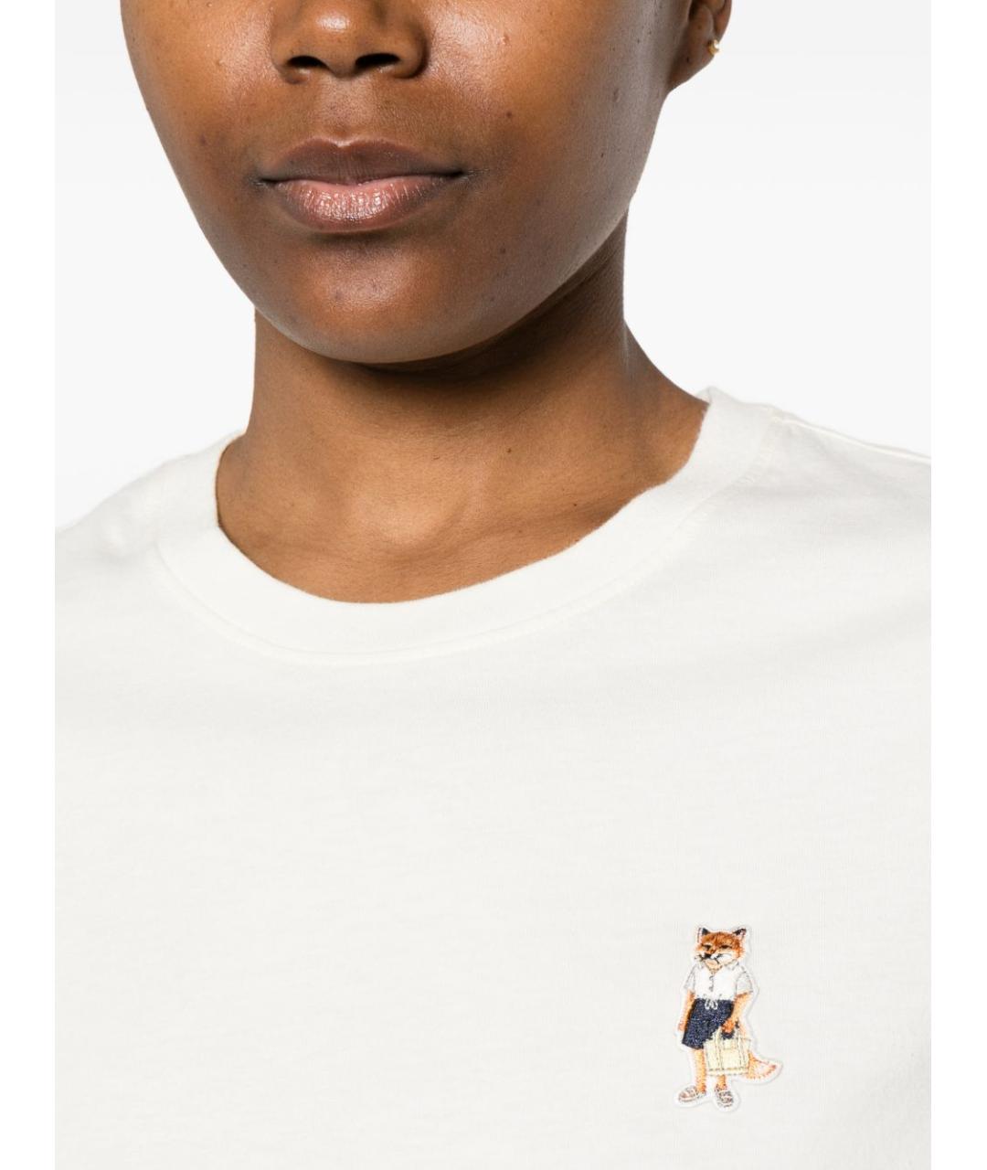 MAISON KITSUNE Бежевая хлопковая футболка, фото 2