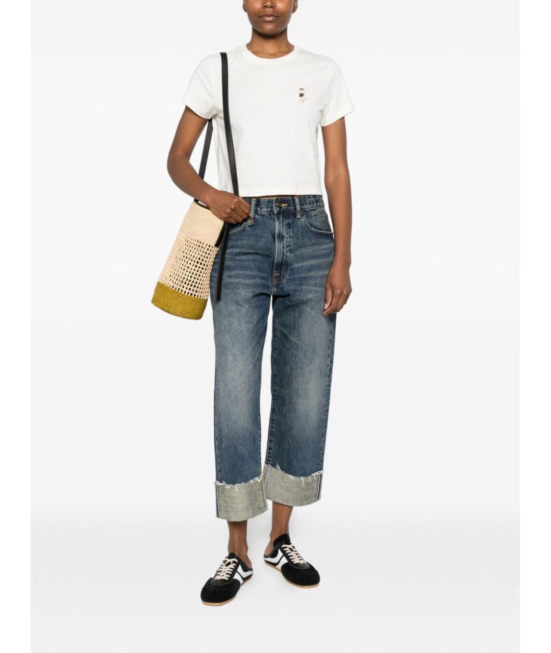 MAISON KITSUNE Бежевая хлопковая футболка, фото 5